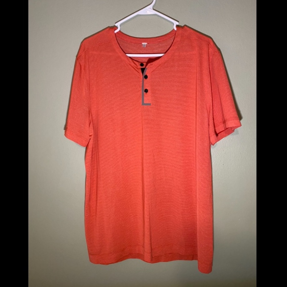 Salmon colored lululemon shirt